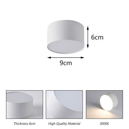 BRILAGI - plafonieră LED de exterior FORIS LED/9W/230V, diam. 9 cm, alb, IP44