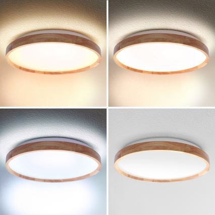 Brilagi - Plafonieră LED dimabilă ALSON LED/48W/230V 3000-6500K stejar, diam. 39,5 cm + telecomandă