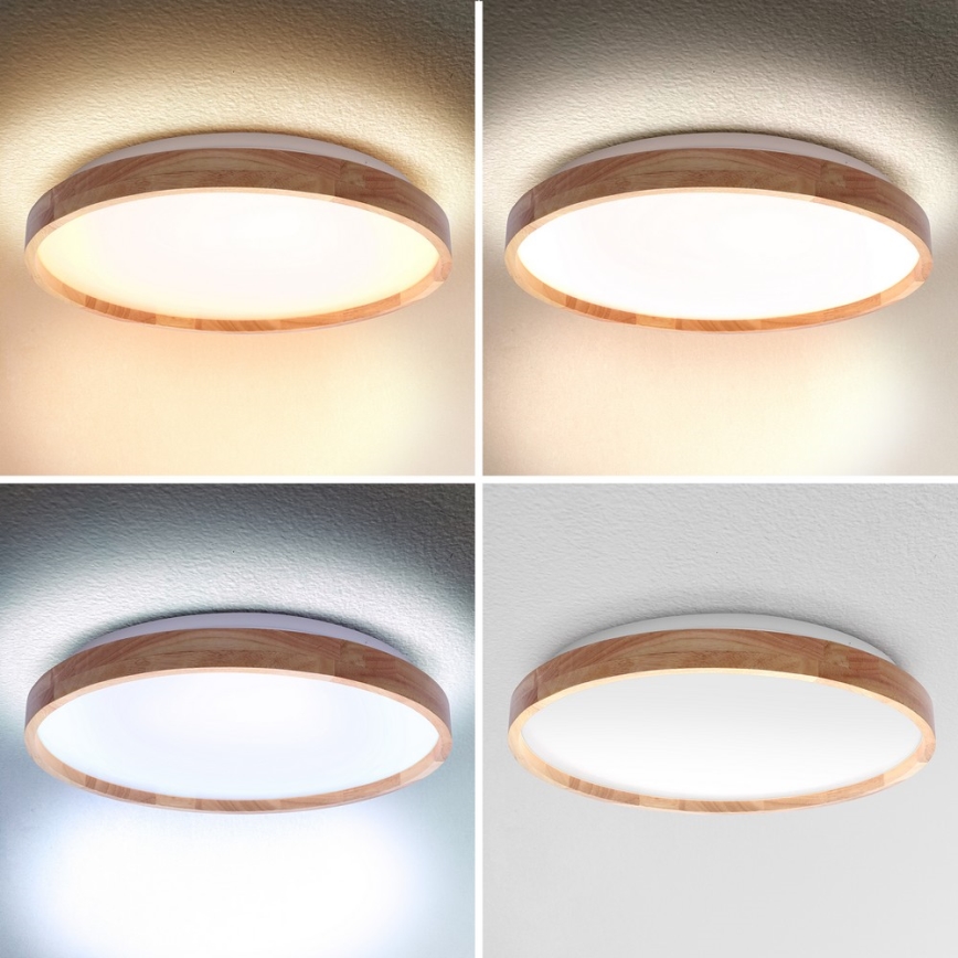 Brilagi - Plafonieră LED dimabilă ALSON LED/48W/230V 3000-6500K stejar, diam. 39,5 cm + telecomandă
