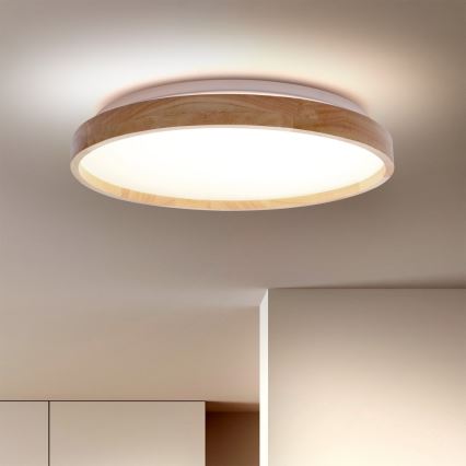 Brilagi - Plafonieră LED dimabilă ALSON LED/48W/230V 3000-6500K stejar, diam. 39,5 cm + telecomandă