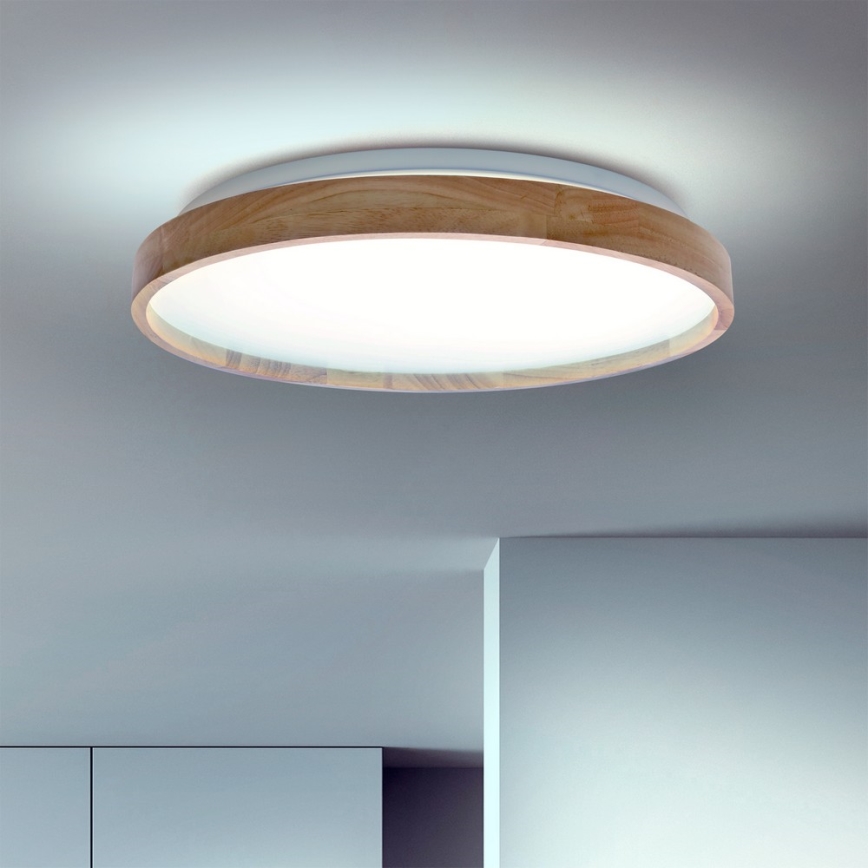 Brilagi - Plafonieră LED dimabilă ALSON LED/48W/230V 3000-6500K stejar, diam. 39,5 cm + telecomandă