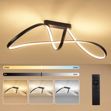 Brilagi - Plafonieră LED dimabilă aplicată TWISTER LED/60W/230V 3000-6000K neagră + telecomandă