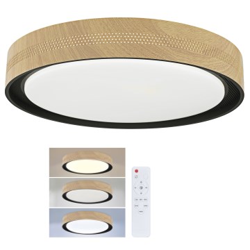 Brilagi - Plafonieră LED dimabilă COCI LED/48W/230V 3000-6500K diam. 39 cm decor lemn/negru + telecomandă
