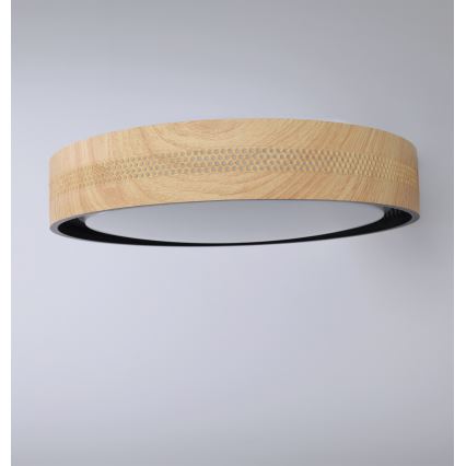 Brilagi - Plafonieră LED dimabilă COCI LED/48W/230V 3000-6500K diam. 39 cm decor lemn/negru + telecomandă