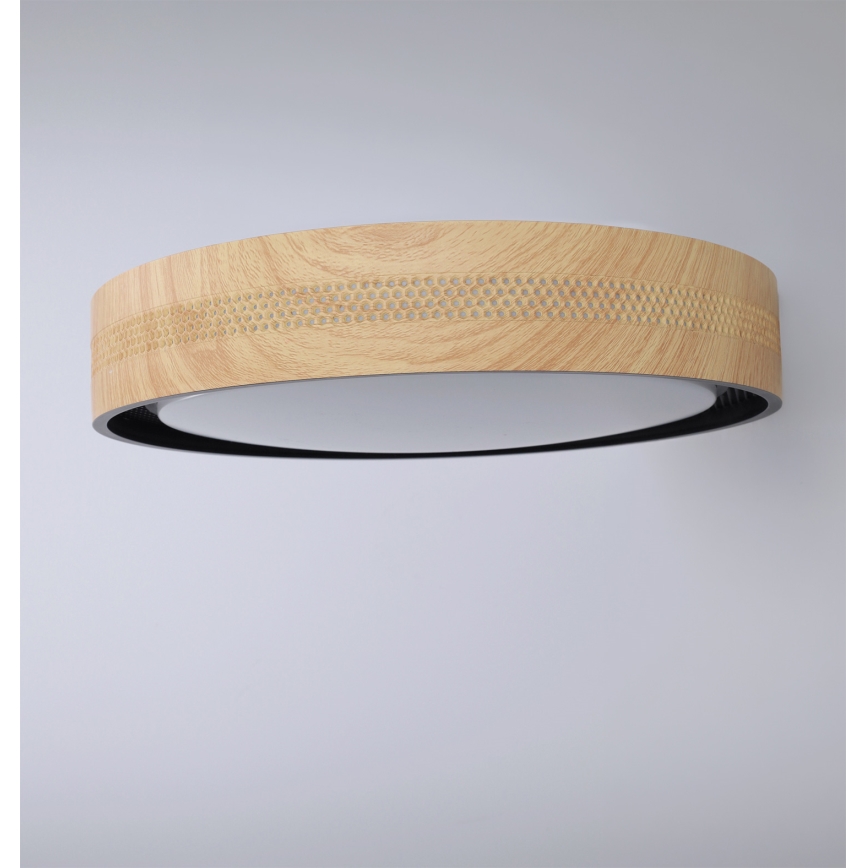 Brilagi - Plafonieră LED dimabilă COCI LED/48W/230V 3000-6500K diam. 39 cm decor lemn/negru + telecomandă