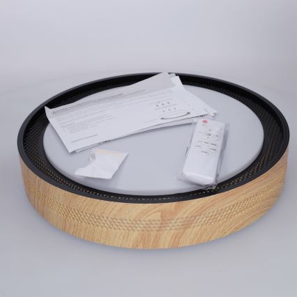 Brilagi - Plafonieră LED dimabilă COCI LED/48W/230V 3000-6500K diam. 39 cm decor lemn/negru + telecomandă