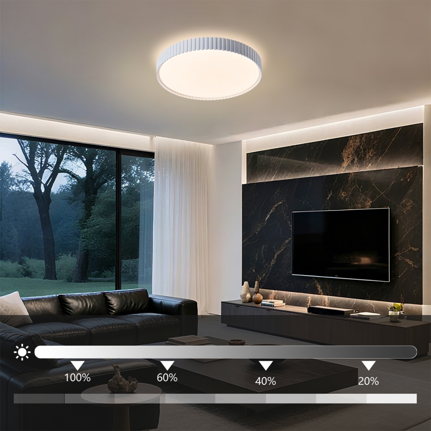 Brilagi CORVO – Lampă de tavan LED dimabilă, 54 W, 230 V, 3000–6000 K, albă, Ø 40 cm, cu telecomandă