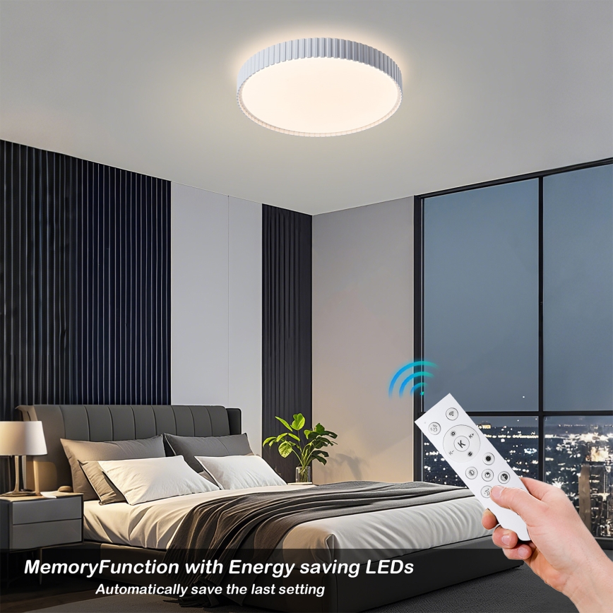 Brilagi CORVO – Lampă de tavan LED dimabilă, 54 W, 230 V, 3000–6000 K, albă, Ø 40 cm, cu telecomandă