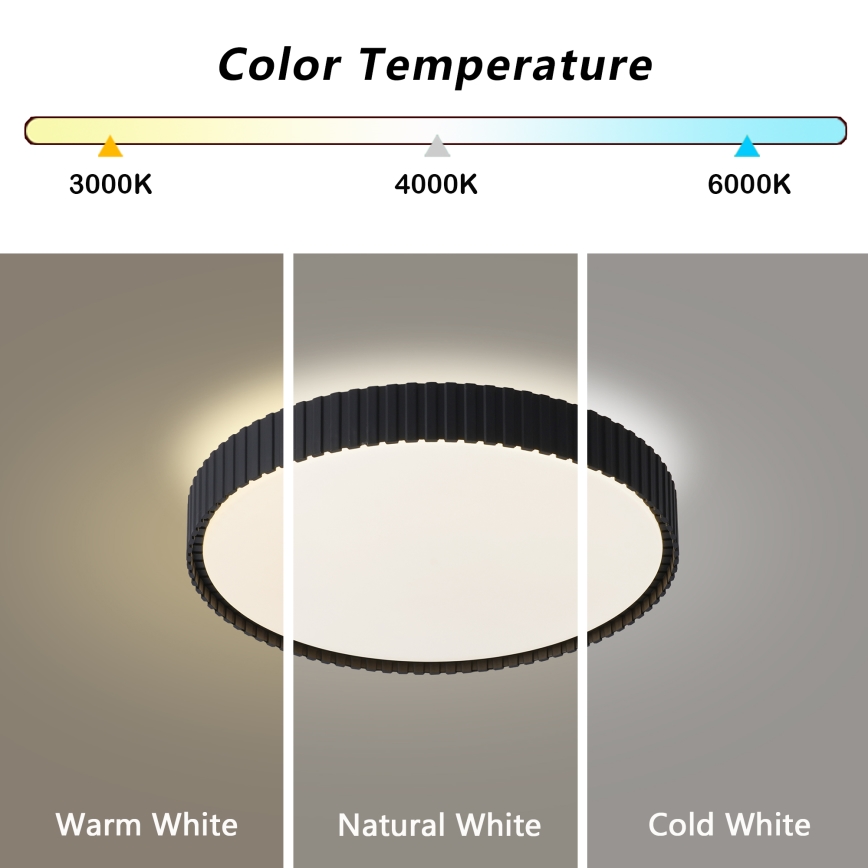 Brilagi - Plafonieră LED CORVO dimabilă, LED/54W/230V, 3000-6000K, neagră, Ø 40 cm + telecomandă