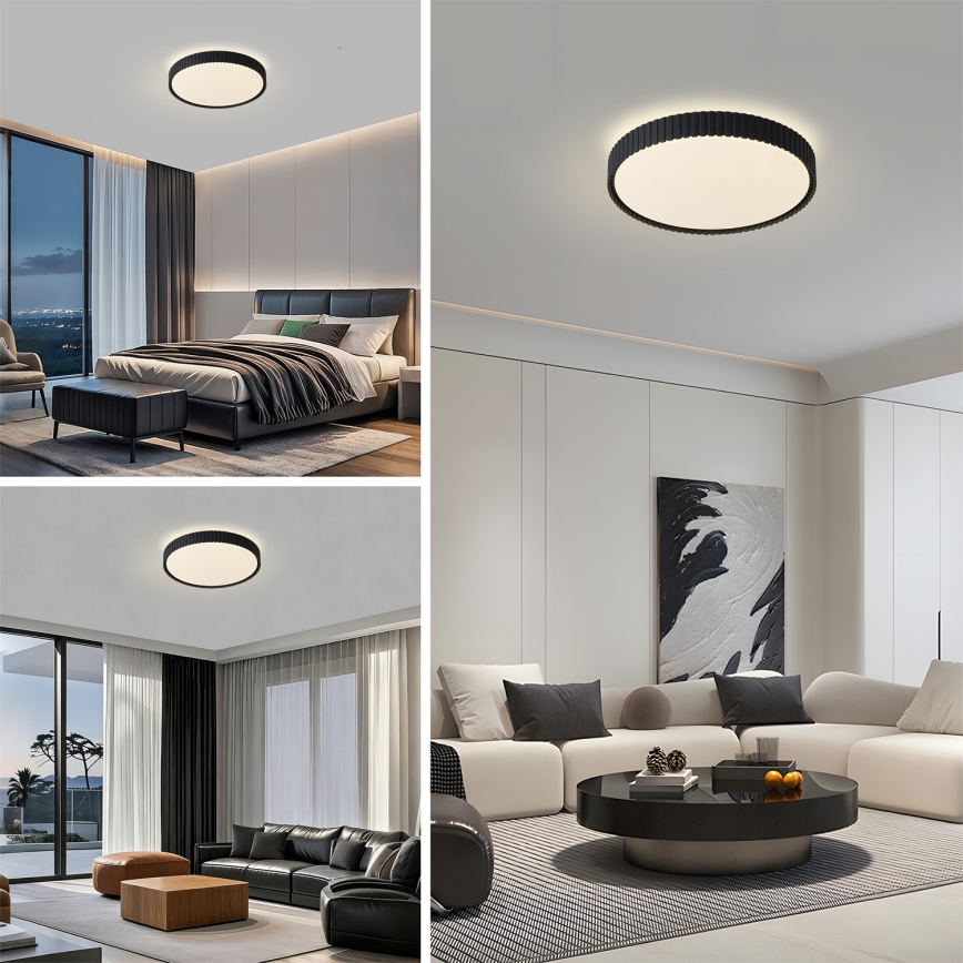 Brilagi - Plafonieră LED CORVO dimabilă, LED/54W/230V, 3000-6000K, neagră, Ø 40 cm + telecomandă