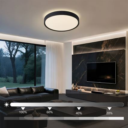 Brilagi - Plafonieră LED CORVO dimabilă, LED/54W/230V, 3000-6000K, neagră, Ø 40 cm + telecomandă