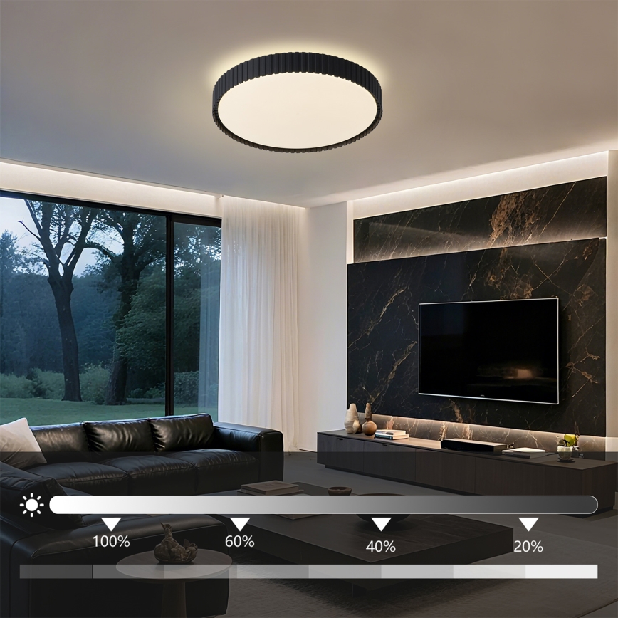 Brilagi - Plafonieră LED CORVO dimabilă, LED/54W/230V, 3000-6000K, neagră, Ø 40 cm + telecomandă