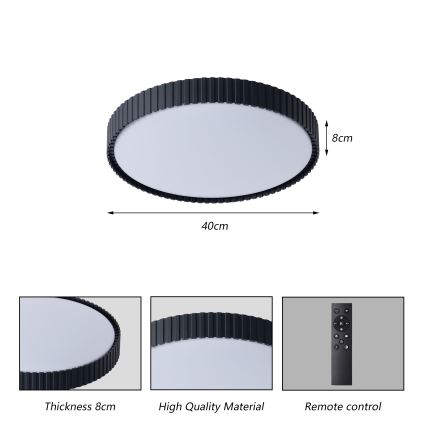 Brilagi - Plafonieră LED CORVO dimabilă, LED/54W/230V, 3000-6000K, neagră, Ø 40 cm + telecomandă