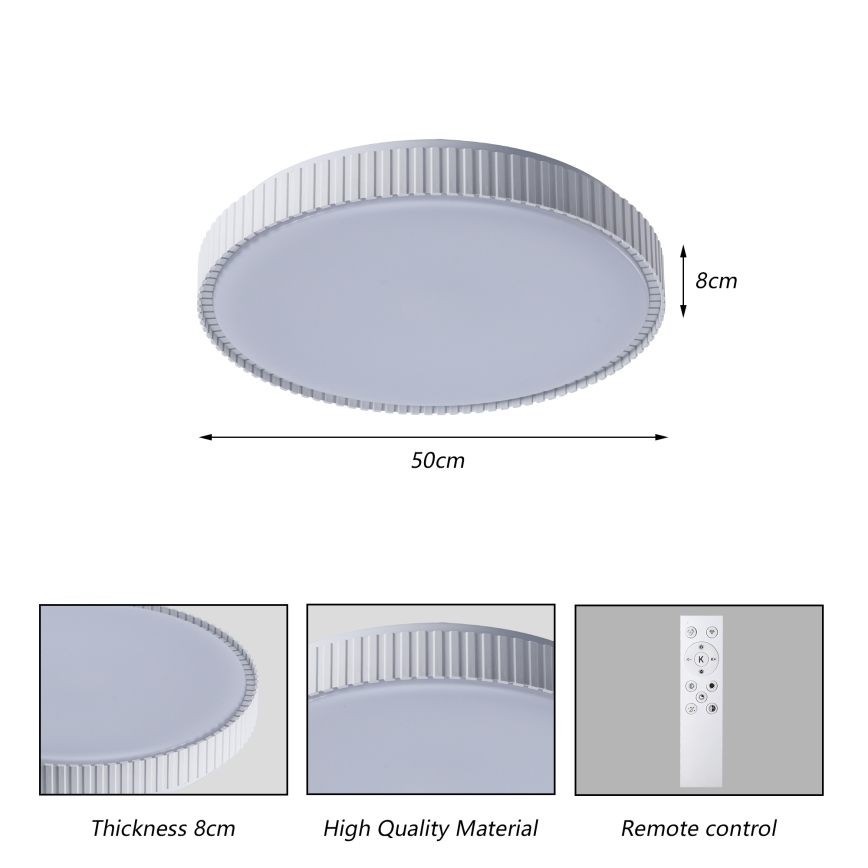 Brilagi - Plafonieră LED dimerizabilă CORVO LED/72W/230V 3000-6000K albă, diametru 50 cm + telecomandă