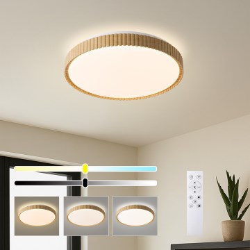 Brilagi - Plafonieră LED dimabilă CORVO LED/72W/230V 3000-6000K decor lemn Ø 50 cm + telecomandă