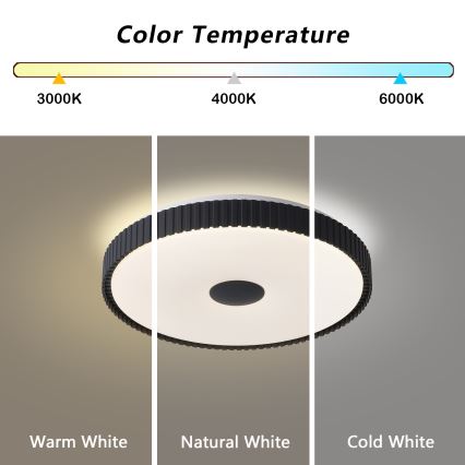 Brilagi - Plafonieră LED dimabilă CORVO, 72W, 230V, 3000–6000K, neagră, Ø50 cm + telecomandă