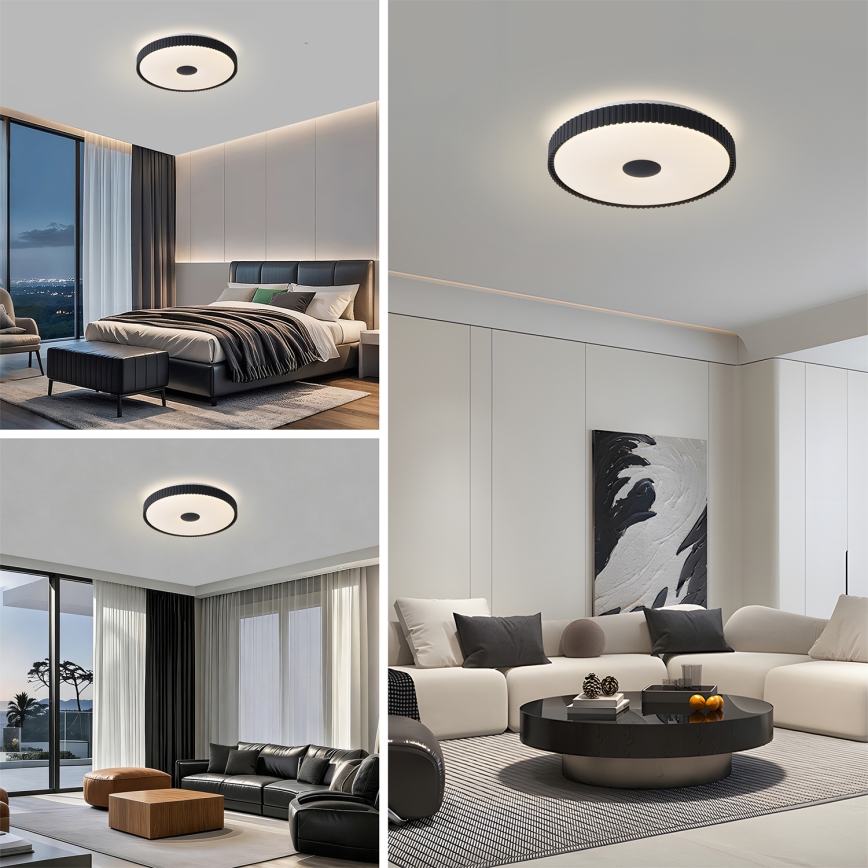 Brilagi - Plafonieră LED dimabilă CORVO, 72W, 230V, 3000–6000K, neagră, Ø50 cm + telecomandă