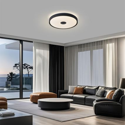 Brilagi - Plafonieră LED dimabilă CORVO, 72W, 230V, 3000–6000K, neagră, Ø50 cm + telecomandă