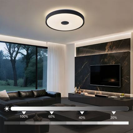 Brilagi - Plafonieră LED dimabilă CORVO, 72W, 230V, 3000–6000K, neagră, Ø50 cm + telecomandă