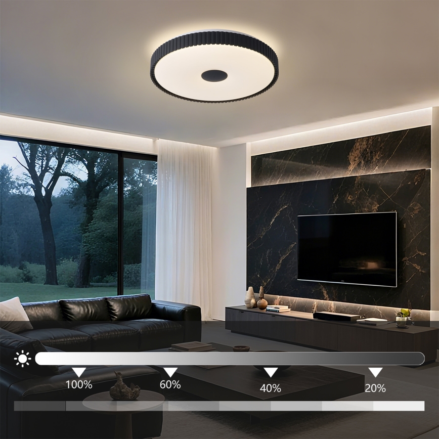 Brilagi - Plafonieră LED dimabilă CORVO, 72W, 230V, 3000–6000K, neagră, Ø50 cm + telecomandă