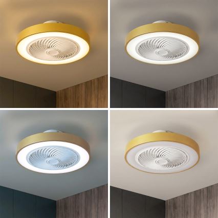 Brilagi - Plafonieră LED dimabilă cu ventilator LED/38W/230V 3000-6500K 3000-6500K Ø 50 cm, auriu + telecomandă