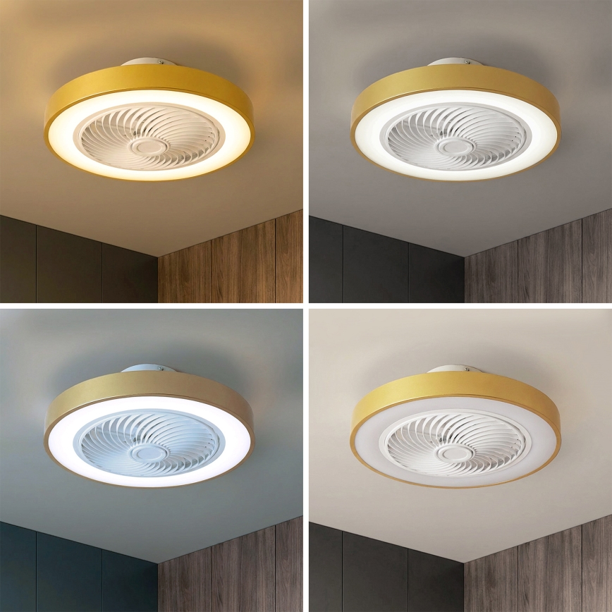 Brilagi - Plafonieră LED dimabilă cu ventilator LED/38W/230V 3000-6500K 3000-6500K Ø 50 cm, auriu + telecomandă