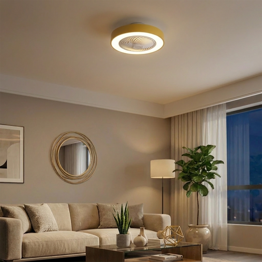 Brilagi - Plafonieră LED dimabilă cu ventilator LED/38W/230V 3000-6500K 3000-6500K Ø 50 cm, auriu + telecomandă
