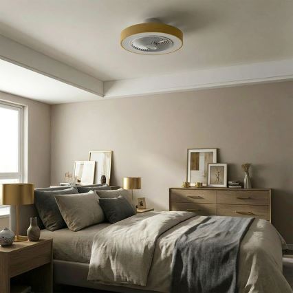 Brilagi - Plafonieră LED dimabilă cu ventilator LED/38W/230V 3000-6500K 3000-6500K Ø 50 cm, auriu + telecomandă