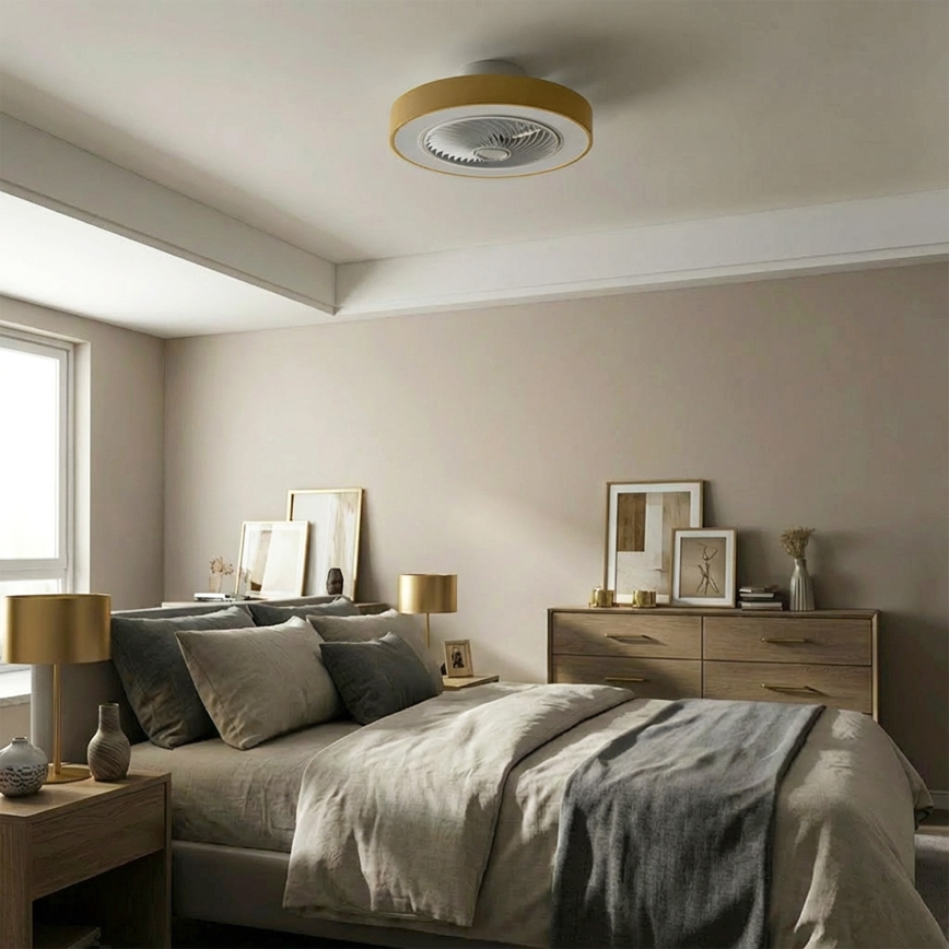 Brilagi - Plafonieră LED dimabilă cu ventilator LED/38W/230V 3000-6500K 3000-6500K Ø 50 cm, auriu + telecomandă