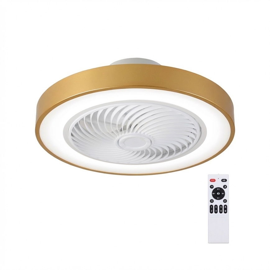 Brilagi - Plafonieră LED dimabilă cu ventilator LED/38W/230V 3000-6500K 3000-6500K Ø 50 cm, auriu + telecomandă