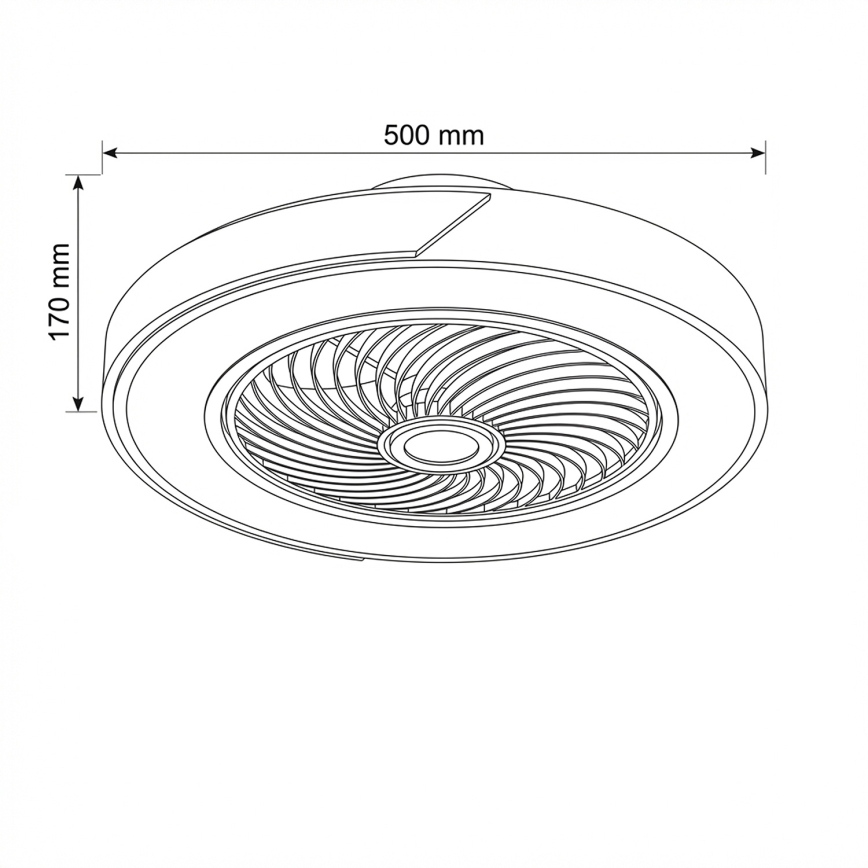 Brilagi - Plafonieră LED dimmabilă cu ventilator, LED 38W, 230V, 3000–6500K, Ø 50 cm, roz/stejar + telecomandă