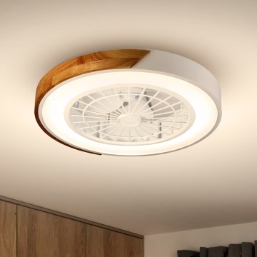 Brilagi - Plafonieră LED dimabilă cu ventilator LED/30W/230V 3000-6500K Ø 50 cm alb/stejar + telecomandă
