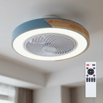 Brilagi - Plafonieră LED dimabilă cu ventilator LED/38W/230V 3000-6500K Ø 50 cm albastru/stejar + telecomandă