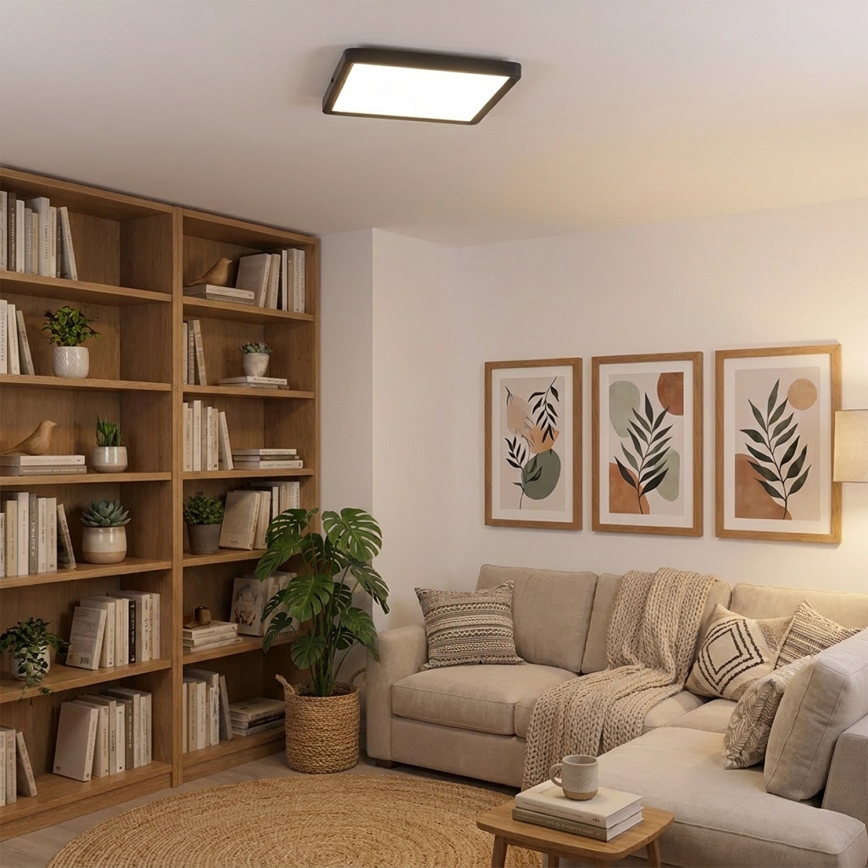 Brilagi - Plafonieră LED dimmabilă ESTELA SQUARE LED/36W/230V 3000-6500K 31x31 cm neagră + telecomandă