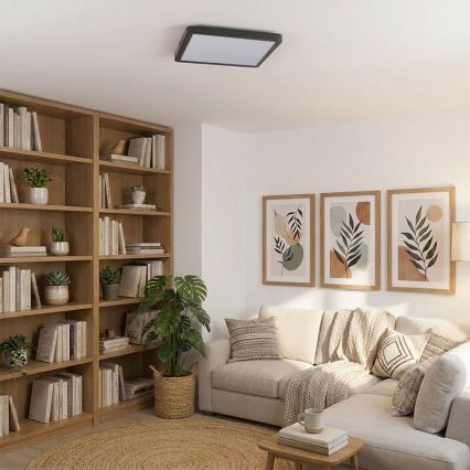Brilagi - Plafonieră LED dimmabilă ESTELA SQUARE LED/36W/230V 3000-6500K 31x31 cm neagră + telecomandă