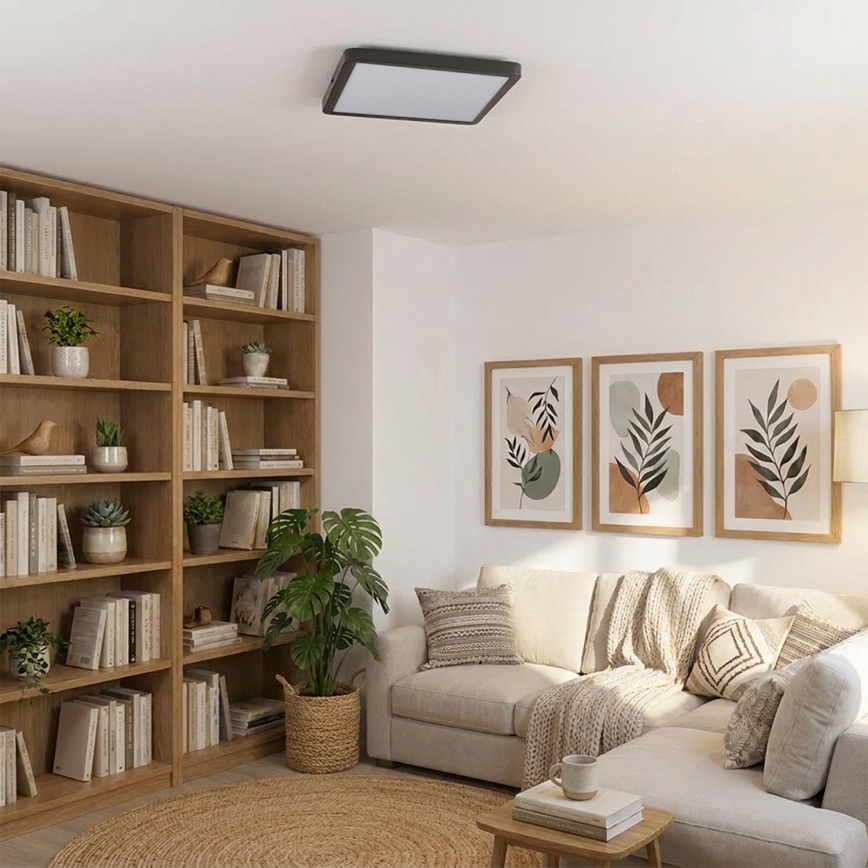 Brilagi - Plafonieră LED dimmabilă ESTELA SQUARE LED/36W/230V 3000-6500K 31x31 cm neagră + telecomandă