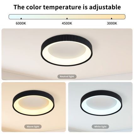 Brilagi - Plafonieră LED dimabilă FALCON MODERN LED/30W/230V 3000-6500K Ø 40 cm, neagră + telecomandă