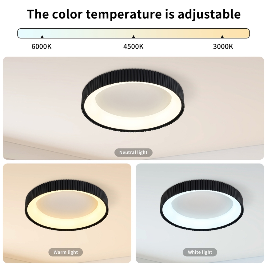 Brilagi - Plafonieră LED dimabilă FALCON MODERN LED/30W/230V 3000-6500K Ø 40 cm, neagră + telecomandă