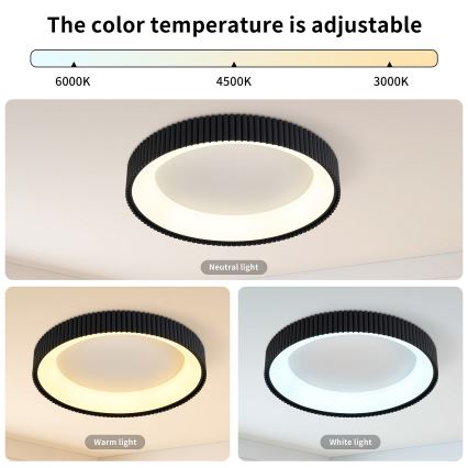 Brilagi - Lampă de tavan LED cu reglaj al intensității FALCON MODERN LED/54W/230V 3000-6500K Ø 60 cm neagră + telecomandă