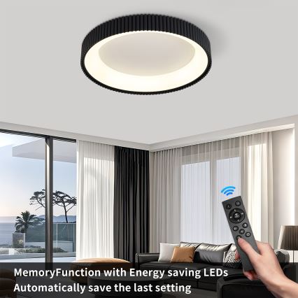 Brilagi - Lampă de tavan LED cu reglaj al intensității FALCON MODERN LED/54W/230V 3000-6500K Ø 60 cm neagră + telecomandă