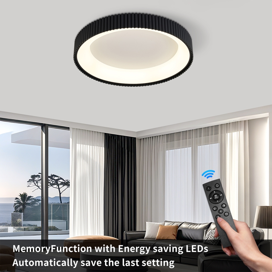 Brilagi - Lampă de tavan LED cu reglaj al intensității FALCON MODERN LED/54W/230V 3000-6500K Ø 60 cm neagră + telecomandă