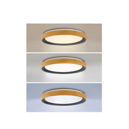 Brilagi - Plafonieră LED dimabilă FLOCO LED/48W/230V 3000-6500K Ø40 cm decor lemn/negru + telecomandă