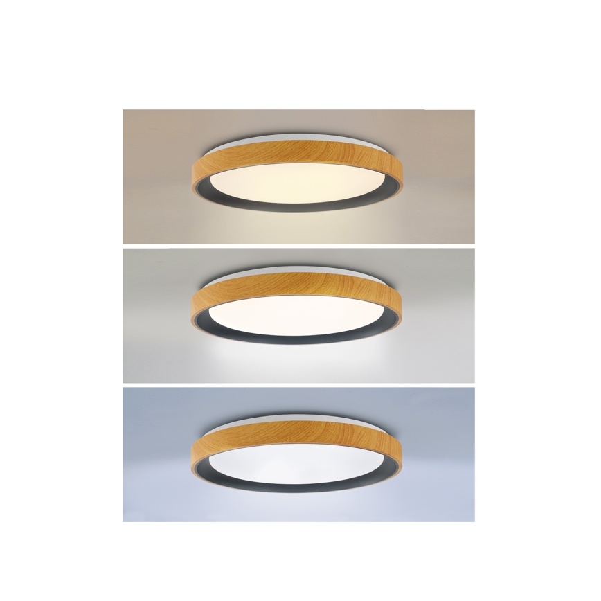 Brilagi - Plafonieră LED dimabilă FLOCO LED/48W/230V 3000-6500K Ø40 cm decor lemn/negru + telecomandă
