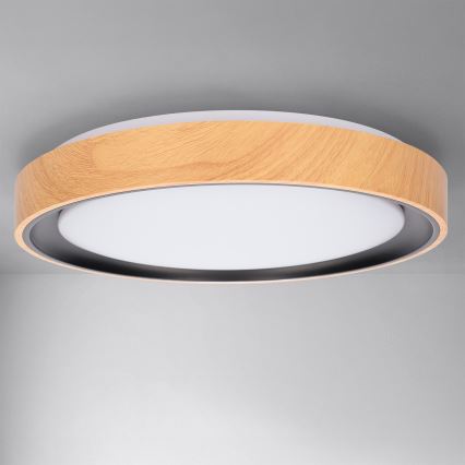 Brilagi - Plafonieră LED dimabilă FLOCO LED/48W/230V 3000-6500K Ø40 cm decor lemn/negru + telecomandă