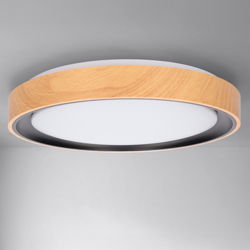 Brilagi - Plafonieră LED dimabilă FLOCO LED/48W/230V 3000-6500K Ø40 cm decor lemn/negru + telecomandă