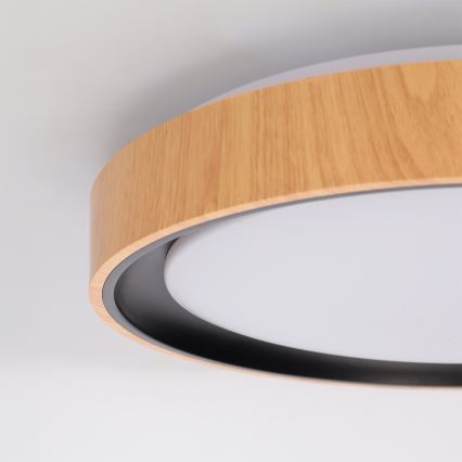 Brilagi - Plafonieră LED dimabilă FLOCO LED/48W/230V 3000-6500K Ø40 cm decor lemn/negru + telecomandă