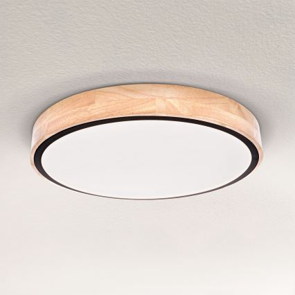 Brilagi - Plafonieră LED dimabilă GLORIA, 48 W, 230 V, 3000–6500 K, finisaj stejar, Ø 40 cm + telecomandă