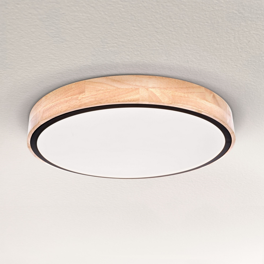 Brilagi - Plafonieră LED dimabilă GLORIA, 48 W, 230 V, 3000–6500 K, finisaj stejar, Ø 40 cm + telecomandă