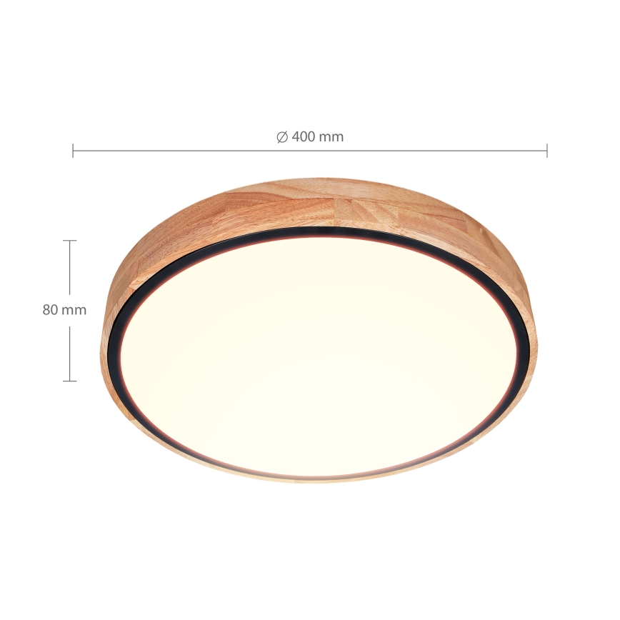 Brilagi - Plafonieră LED dimabilă GLORIA, 48 W, 230 V, 3000–6500 K, finisaj stejar, Ø 40 cm + telecomandă