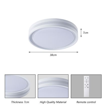 Brilagi - Plafonieră LED dimabilă KREON LED/54W/230V 3000-6000K, albă, Ø 38 cm + telecomandă